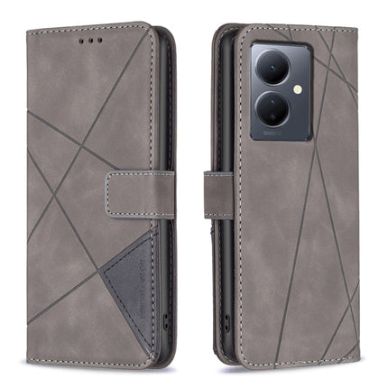 Magnetic Buckle Rhombus Texture Leather Phone Case, For vivo Y03 4G Global, For vivo Y200 5G, For vivo Y78 5G, For vivo Y27 4G