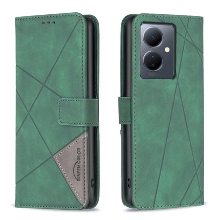 Magnetic Buckle Rhombus Texture Leather Phone Case, For vivo Y03 4G Global, For vivo Y200 5G, For vivo Y78 5G, For vivo Y27 4G