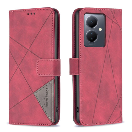 Magnetic Buckle Rhombus Texture Leather Phone Case, For vivo Y03 4G Global, For vivo Y200 5G, For vivo Y78 5G, For vivo Y27 4G