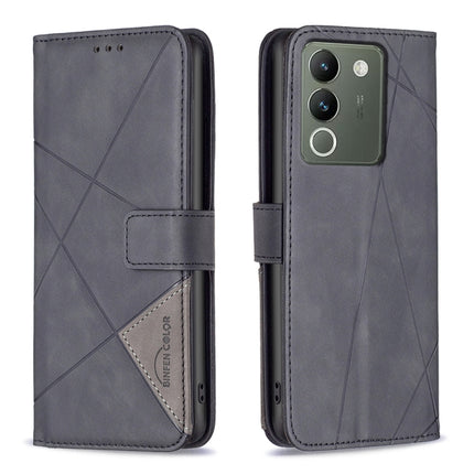 Magnetic Buckle Rhombus Texture Leather Phone Case, For vivo Y03 4G Global, For vivo Y200 5G, For vivo Y78 5G, For vivo Y27 4G