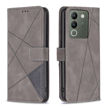 Magnetic Buckle Rhombus Texture Leather Phone Case, For vivo Y03 4G Global, For vivo Y200 5G, For vivo Y78 5G, For vivo Y27 4G