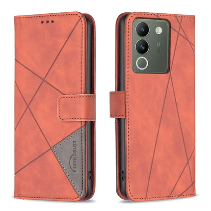 Magnetic Buckle Rhombus Texture Leather Phone Case, For vivo Y03 4G Global, For vivo Y200 5G, For vivo Y78 5G, For vivo Y27 4G