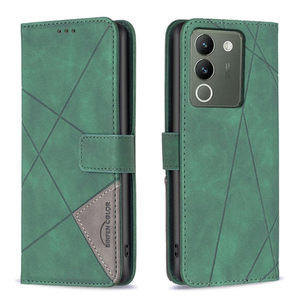 Magnetic Buckle Rhombus Texture Leather Phone Case, For vivo Y03 4G Global, For vivo Y200 5G, For vivo Y78 5G, For vivo Y27 4G