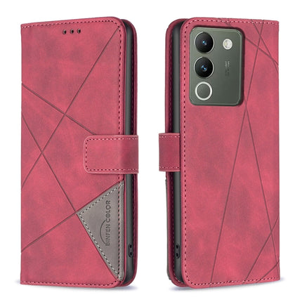 Magnetic Buckle Rhombus Texture Leather Phone Case, For vivo Y03 4G Global, For vivo Y200 5G, For vivo Y78 5G, For vivo Y27 4G
