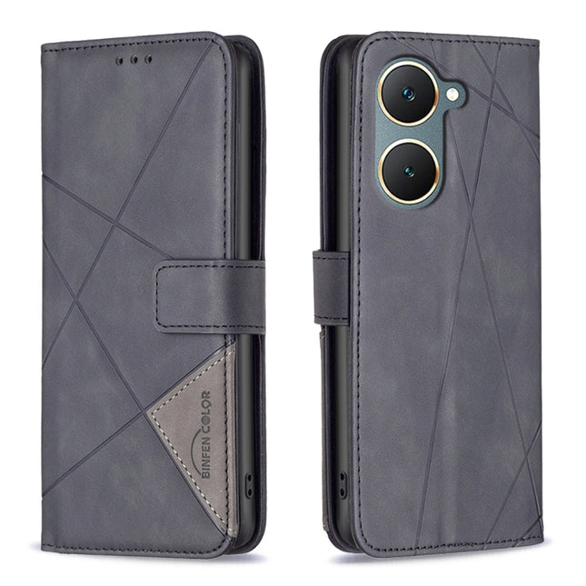 Magnetic Buckle Rhombus Texture Leather Phone Case, For vivo Y03 4G Global, For vivo Y200 5G, For vivo Y78 5G, For vivo Y27 4G