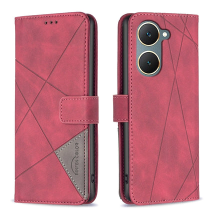 Magnetic Buckle Rhombus Texture Leather Phone Case, For vivo Y03 4G Global, For vivo Y200 5G, For vivo Y78 5G, For vivo Y27 4G