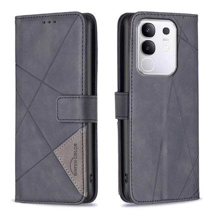 Magnetic Buckle Rhombus Texture Leather Phone Case, For vivo Y29S 5G Global / Y04 5G Global, For vivo Y29 4G, For vivo Y28 4G, For vivo Y200i 5G / Y38 5G