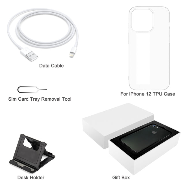 TPU Case + Desk Holder + Data Cable + Sim Card Tray Removal Tool + Gift Box, For iPhone 12, For iPhone 13 Pro Max, For iPhone 7 / 8 / SE 2020, For iPhone 12 Pro Max, For iPhone 11, For iPhone X, For iPhone 7 Plus, For iPhone SE, For iPhone 6