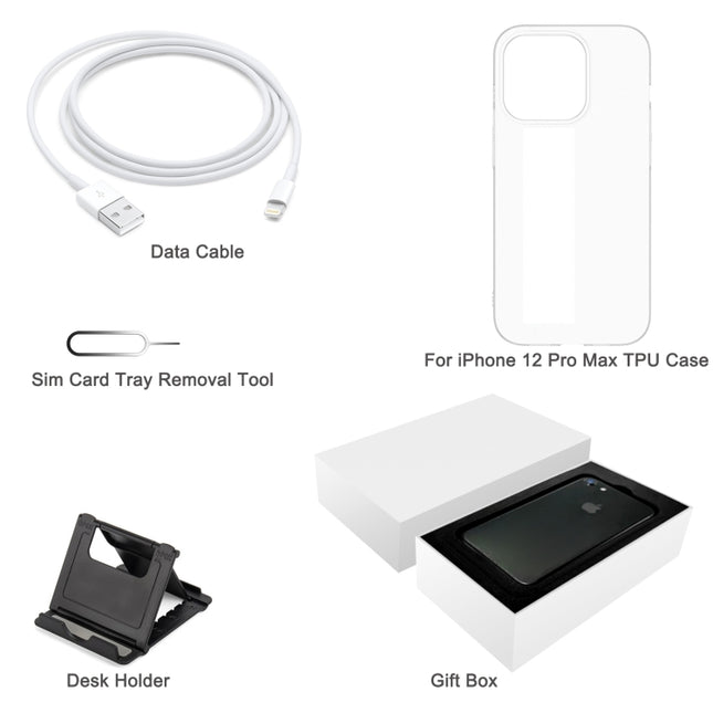 TPU Case + Desk Holder + Data Cable + Sim Card Tray Removal Tool + Gift Box, For iPhone 12, For iPhone 13 Pro Max, For iPhone 7 / 8 / SE 2020, For iPhone 12 Pro Max, For iPhone 11, For iPhone X, For iPhone 7 Plus, For iPhone SE, For iPhone 6
