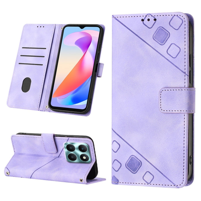 Skin-feel Embossed Leather Phone Case, For Honor X6a, For Honor 90 Lite, For Honor 90 Pro, For Honor 90