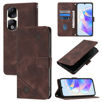 Skin-feel Embossed Leather Phone Case, For Honor X6a, For Honor 90 Lite, For Honor 90 Pro, For Honor 90