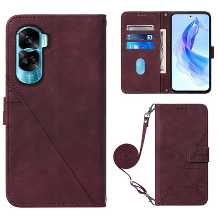 Crossbody 3D Embossed Flip Leather Phone Case, For Honor 90 Smart Global/X7b 4G/5G Global, For Honor Play 50 Plus, For Honor X6a, For Honor 90 Lite