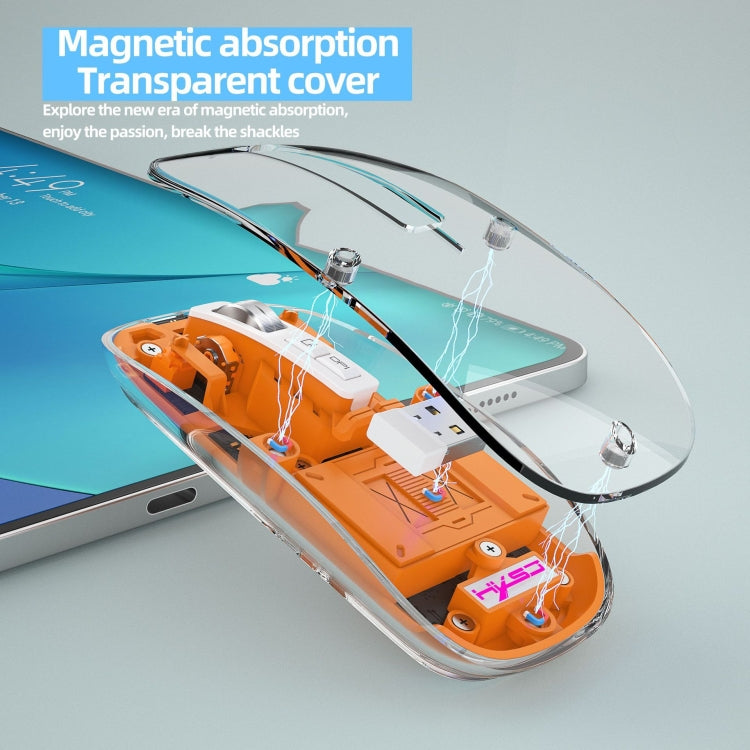 HXSJ T900 Transparent Magnet Three-mode Wireless Gaming Mouse
