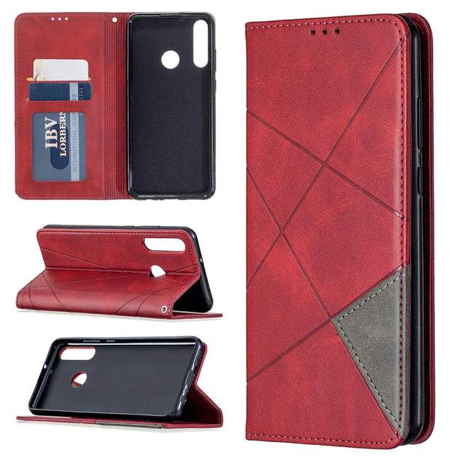 Rhombus Texture Horizontal Flip Magnetic Leather Case with Holder & Card Slots & Wallet, For Huawei Y6p