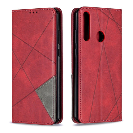 Rhombus Texture Horizontal Flip Magnetic Leather Case with Holder & Card Slots & Wallet, For Huawei Y6p