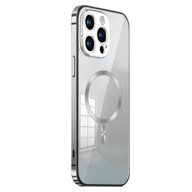 MagSafe Magnetic Stainless Steel Frame Transparent TPU Phone Case, For iPhone 14 Plus, For iPhone 14, For iPhone 14 Pro, For iPhone 14 Pro Max, For iPhone 13 Pro Max, For iPhone 13 Pro, For iPhone 13, For iPhone 12, For iPhone 12 Pro Max               ...