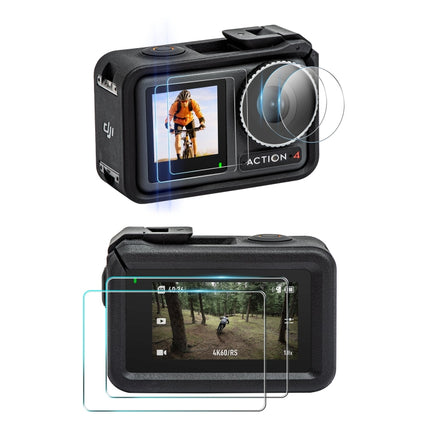 STARTRC 3 en 1 Protector de lente de pantalla frontal y trasera Películas de vidrio templado para DJI Osmo Action 4