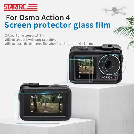 STARTRC 3 en 1 Protector de lente de pantalla frontal y trasera Películas de vidrio templado para DJI Osmo Action 4