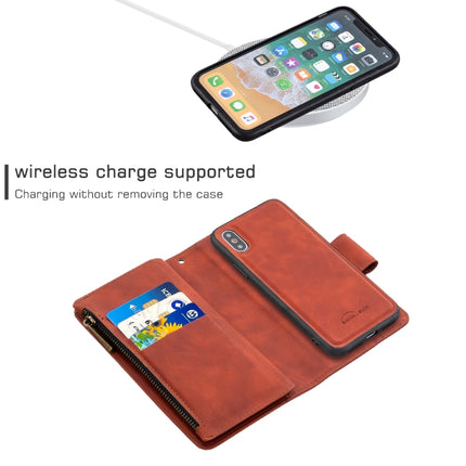 Skin Feel Detachable Magnetic Zipper Horizontal Flip PU Leather Case with Multi-Card Slots & Holder & Wallet & Photo Frame & Lanyard, For iPhone XS / X, For iPhone 6 Plus, For iPhone 6, For iPhone 11 Pro Max