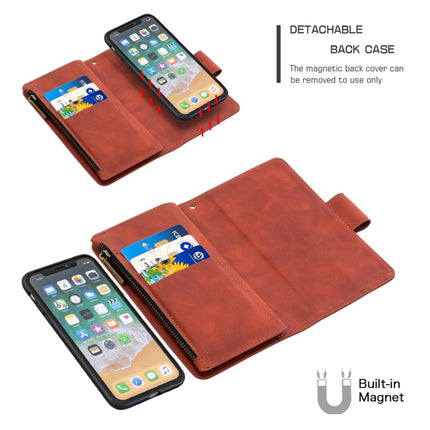 Skin Feel Detachable Magnetic Zipper Horizontal Flip PU Leather Case with Multi-Card Slots & Holder & Wallet & Photo Frame & Lanyard, For iPhone XS / X, For iPhone 6 Plus, For iPhone 6, For iPhone 11 Pro Max