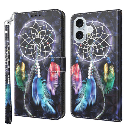 3D Painted Leather Phone Case, For iPhone 16 Plus, For iPhone 16