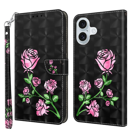 3D Painted Leather Phone Case, For iPhone 16 Plus, For iPhone 16