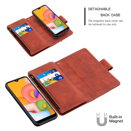 Skin Feel Detachable Magnetic Zipper Horizontal Flip PU Leather Case with Multi-Card Slots & Holder & Wallet & Photo Frame & Lanyard, For Samsung Galaxy A01, For Samsung Galaxy A10 / M10, For Samsung Galaxy A20 / A30, For Samsung Galaxy A21