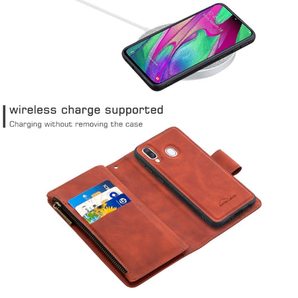 Skin Feel Detachable Magnetic Zipper Horizontal Flip PU Leather Case with Multi-Card Slots & Holder & Wallet & Photo Frame & Lanyard, For Samsung Galaxy A40, For Samsung Galaxy A41, For Samsung Galaxy A50 / A30s / A50s, For Samsung Galaxy A70e