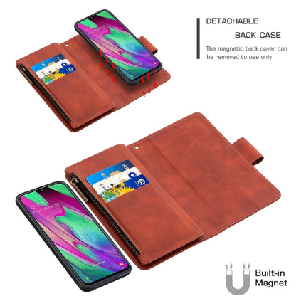 Skin Feel Detachable Magnetic Zipper Horizontal Flip PU Leather Case with Multi-Card Slots & Holder & Wallet & Photo Frame & Lanyard, For Samsung Galaxy A40, For Samsung Galaxy A41, For Samsung Galaxy A50 / A30s / A50s, For Samsung Galaxy A70e