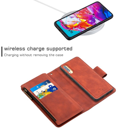 Skin Feel Detachable Magnetic Zipper Horizontal Flip PU Leather Case with Multi-Card Slots & Holder & Wallet & Photo Frame & Lanyard, For Samsung Galaxy A70, For Samsung Galaxy A71, For Samsung Galaxy A51