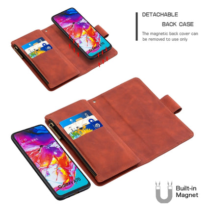 Skin Feel Detachable Magnetic Zipper Horizontal Flip PU Leather Case with Multi-Card Slots & Holder & Wallet & Photo Frame & Lanyard, For Samsung Galaxy A70, For Samsung Galaxy A71, For Samsung Galaxy A51
