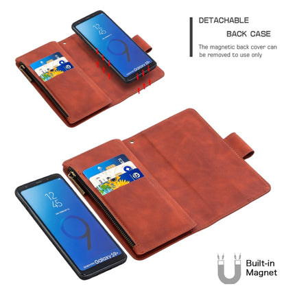 Skin Feel Detachable Magnetic Zipper Horizontal Flip PU Leather Case with Multi-Card Slots & Holder & Wallet & Photo Frame & Lanyard, For Samsung Galaxy S9+, For Samsung Galaxy S9, For Samsung Galaxy S10+, For Samsung Galaxy S10