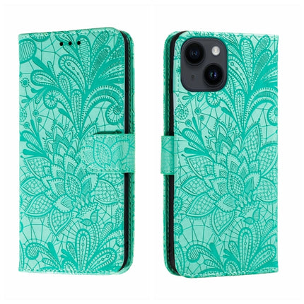 Lace Flower Embossing Flip Leather Phone Case, For iPhone 15