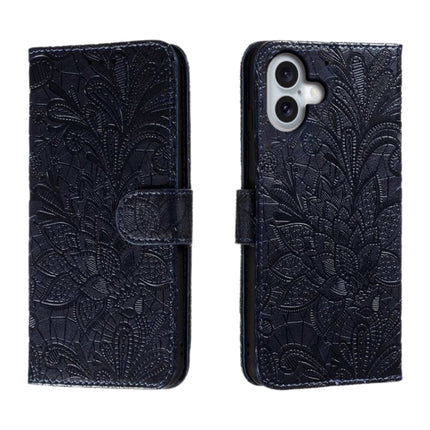 Lace Flower Embossing Flip Leather Phone Case, For iPhone Air, For iPhone 16 Pro Max, For iPhone 16 Pro, For iPhone 16 Plus