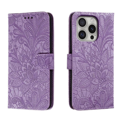 Lace Flower Embossing Flip Leather Phone Case, For iPhone Air, For iPhone 16 Pro Max, For iPhone 16 Pro, For iPhone 16 Plus