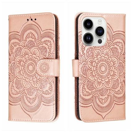 Sun Mandala Embossing Leather Phone Case, For iPhone 15 Pro, For iPhone 15 Plus, For iPhone 15
