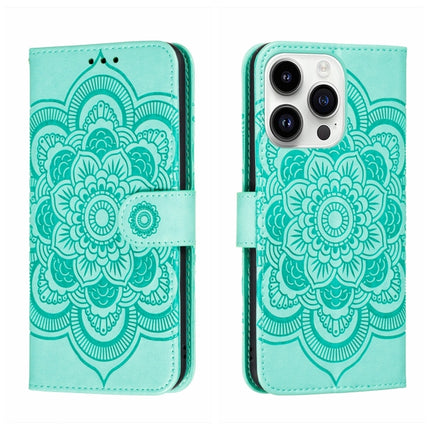 Sun Mandala Embossing Leather Phone Case, For iPhone 15 Pro, For iPhone 15 Plus, For iPhone 15