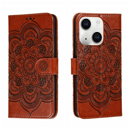 Sun Mandala Embossing Leather Phone Case, For iPhone 15 Pro, For iPhone 15 Plus, For iPhone 15