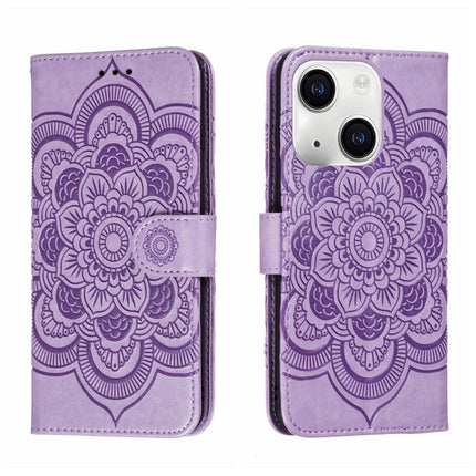 Sun Mandala Embossing Leather Phone Case, For iPhone 15 Pro, For iPhone 15 Plus, For iPhone 15
