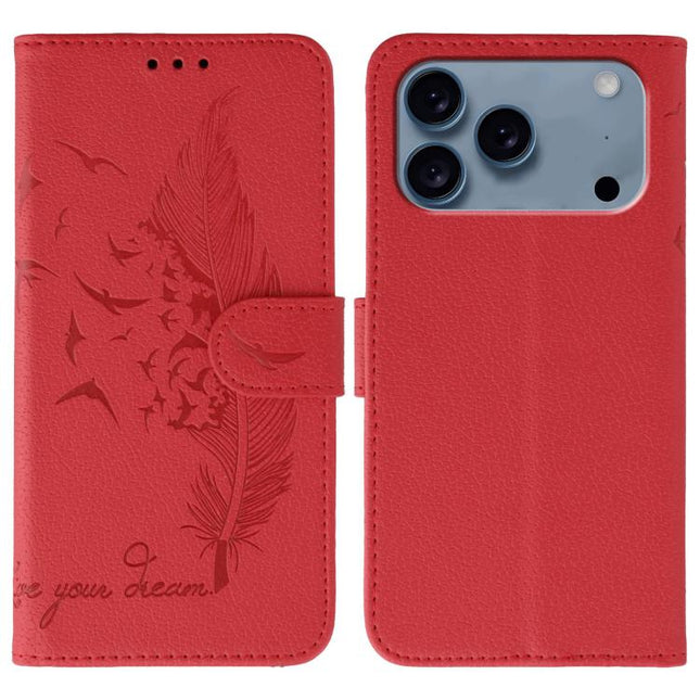 Feather Pattern Litchi Texture Leather Phone Case, For iPhone 17 Pro Max, For iPhone 17 Pro, For iPhone 17, For iPhone Air
