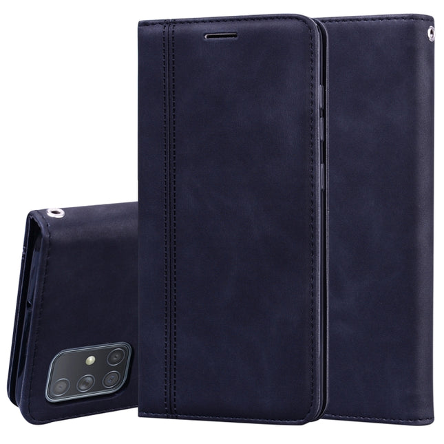 Frosted Business Magnetic Horizontal Flip PU Leather Case with Holder & Card Slot & Lanyard, For Samsung Galaxy A71
