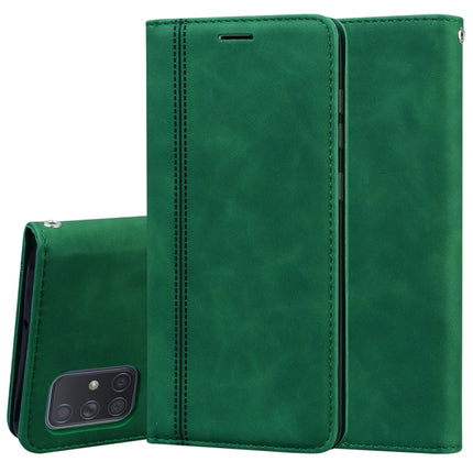 Frosted Business Magnetic Horizontal Flip PU Leather Case with Holder & Card Slot & Lanyard, For Samsung Galaxy A71