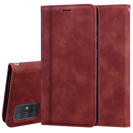 Frosted Business Magnetic Horizontal Flip PU Leather Case with Holder & Card Slot & Lanyard, For Samsung Galaxy A71