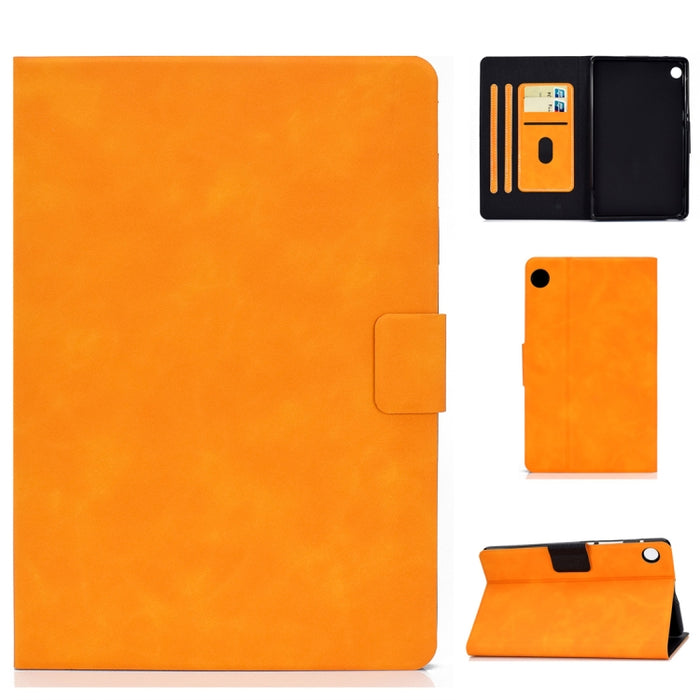 Horizontale Klapphülle aus Leder mit Rindslederstruktur, Halter, Kartenfächern und Schlaf-/Weckfunktion, für Lenovo M10 Plus TB-X606F