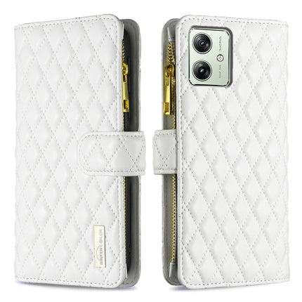Diamond Lattice Zipper Wallet Leather Flip Phone Case, For Motorola Moto G24 / E14 / G04, For Motorola Moto G84, For Motorola Moto G54 5G EU Edition, For Motorola Edge 40 Neo