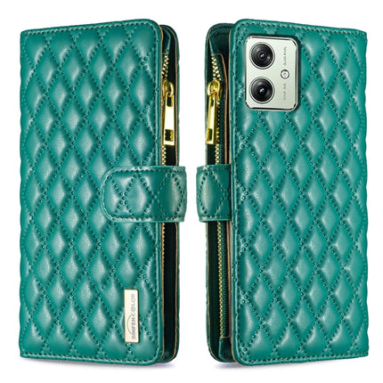 Diamond Lattice Zipper Wallet Leather Flip Phone Case, For Motorola Moto G24 / E14 / G04, For Motorola Moto G84, For Motorola Moto G54 5G EU Edition, For Motorola Edge 40 Neo