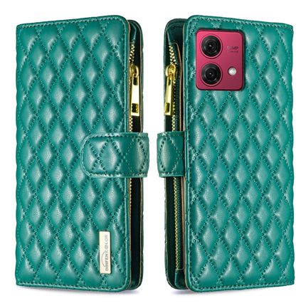 Diamond Lattice Zipper Wallet Leather Flip Phone Case, For Motorola Moto G24 / E14 / G04, For Motorola Moto G84, For Motorola Moto G54 5G EU Edition, For Motorola Edge 40 Neo