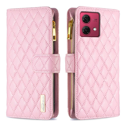 Diamond Lattice Zipper Wallet Leather Flip Phone Case, For Motorola Moto G24 / E14 / G04, For Motorola Moto G84, For Motorola Moto G54 5G EU Edition, For Motorola Edge 40 Neo