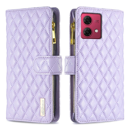 Diamond Lattice Zipper Wallet Leather Flip Phone Case, For Motorola Moto G24 / E14 / G04, For Motorola Moto G84, For Motorola Moto G54 5G EU Edition, For Motorola Edge 40 Neo