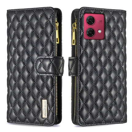 Diamond Lattice Zipper Wallet Leather Flip Phone Case, For Motorola Moto G24 / E14 / G04, For Motorola Moto G84, For Motorola Moto G54 5G EU Edition, For Motorola Edge 40 Neo